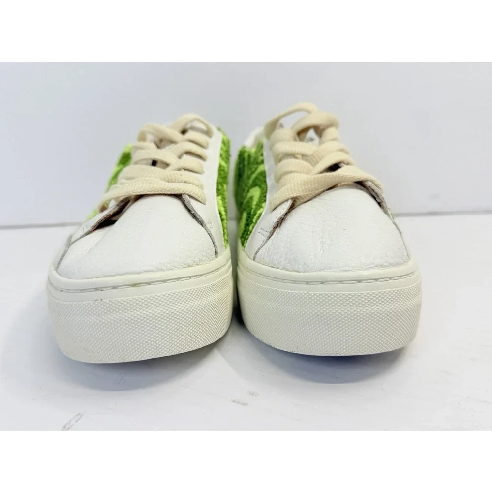 Soludos Ibiza Platform Sneakers Women's 8.5 Green Terry Swirl Leather